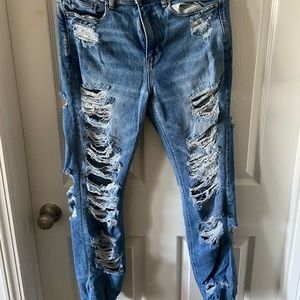 American Eagle Outfitters Distressed High Rise Blue Jeans